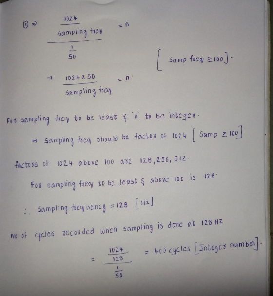 1024 sampling trea =D 50 Samp foea z 100. 1024 x 50 Sampling foco For sampling toeq to be least & in to be integer. » Samplin