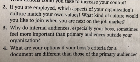 ul uno UUuiu you take to increase your control? 2. If you are employed, which aspects of your organizations culture match yo