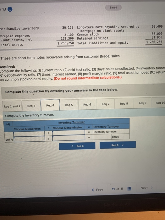 Saved Merchandise inventory 68,400 Prepaid expenses Plant assets, net Total assets 30,150 Long-tern note payable, secured by