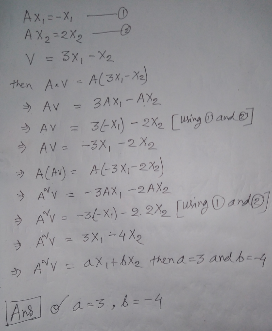 Ax, = -X, A X2 = 2X2 V =3x, - X2 7 AV » AV then AxV = A(3,-X2) = 3 AX, - AX₂ 34-X,) ~ 2X2 [using 16 and @ - AV = -3X, - 2 X2