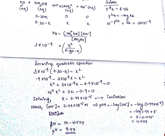 HO + NAOH lag lag = HOMMT + oH lag) Guven pR6 = 8:06 pk= — log, % 10-pkb = Kb = 3x10-9 О• Зот o o 0.30- xxx Kb = CH 04] [on-]