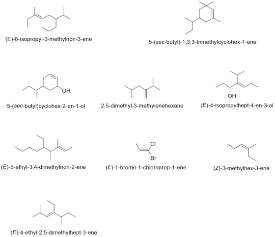 (E)-6-isopropyl-3-methylnon-3-ene 5-(sec-butyl)-1,3,3-trimethylcyclohex-1-ene ОН OH (E)-4-isopropylhept-4-en-3-ol 5-(sec-buty