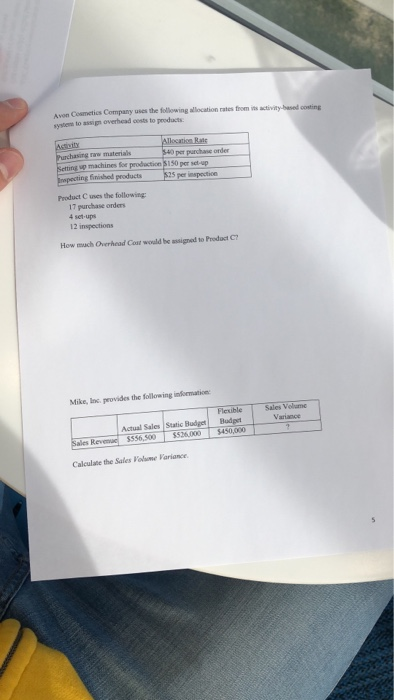 Avon Cosmetics Company uses the following alisation rates to m ณ adi nyomd onine systemm to assign overhead costs to peoducts