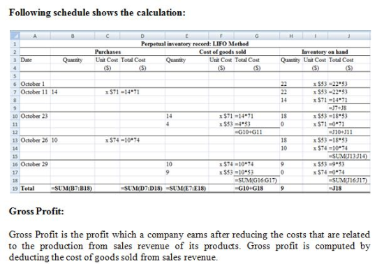 Following schedule shows the calculation: Perpetual inventory record: LIFO Method Purchases Cost of goods sold Unit Cost Tota