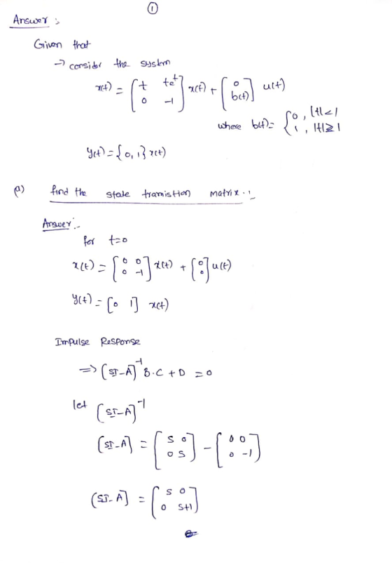 Answers Given that - consider the systm *) = 67 to 1 m2 + ( Gos] uct) so, thel where bet? Ci, 14121 Yet) = {0, 13 act) find t