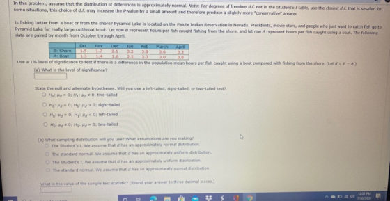In this problem, assume that the distribution of differences is approximately normal. Note: For degrees of freedom d.f. not i