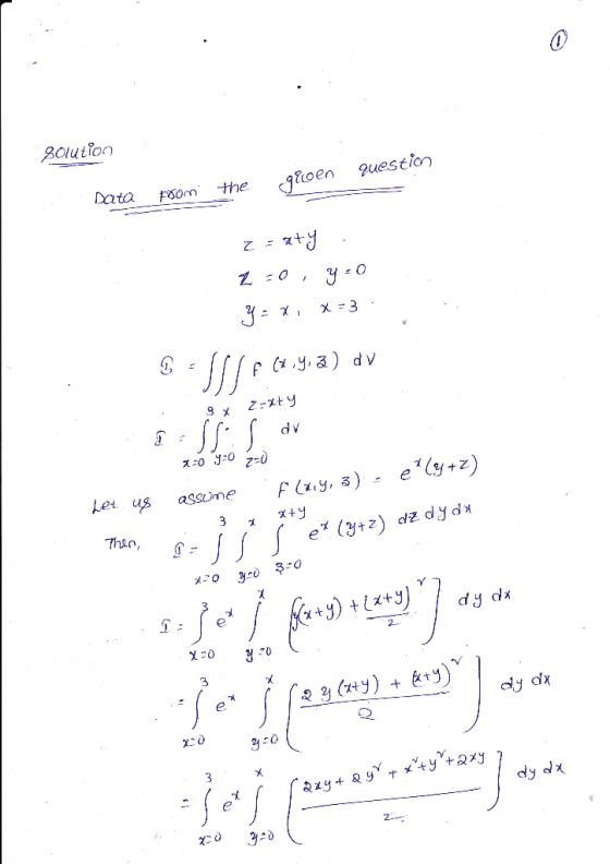 B0lution foen uestfor Data Fsom the d v え:03:0 z-d el (y +z) f (x-33) Let , us assume 3 Thin 21 (t) + x:o X