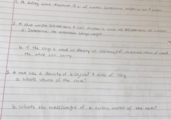 a. Detemins ita mmaximum cara weght b. If the carge d ksty of .02 ronaEtetnine sdlones of wood cancan arm a nck has a density of laoyl t as of a Whats voluunu of the wcK b. twhats the masslureight of a cbie muses of the rock?