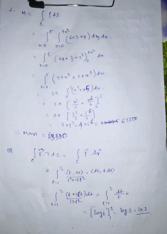M - fds 422 . (673xy) 6+3 ay) day da. x=0 y=0 ant dn. s(60+ 3.my?) Xo ( 24 m? + 2.0 24 +24x5 dre, 56**5) dox [ ½ + xhe] 2 24