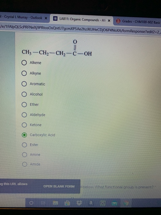 1 - Crystal L Murray - Outlook x LAB11: Organic Compounds - All X B. Grades - CHM100-602 Basic /e/1FAIpQLSCPRFNeXj9PRtosOsQnt