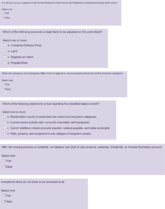 If a netloss occurs, it appears in the income Statement credit column and Statement of Retained Earnings debt column Select o