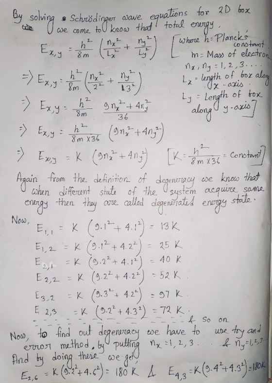 aquations for 2D x wave we come toU know thad to tul energy whore h-Planck 2 LO nstant m- Mas of electron x, ny= 1,2,3... . x