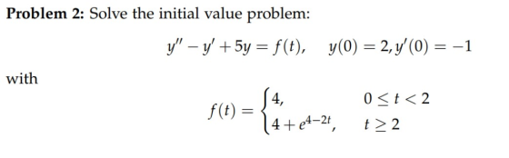 Problem 2: Solve the initial value problem: with 4. 0<t〈2 f(t) 14t-2i,22