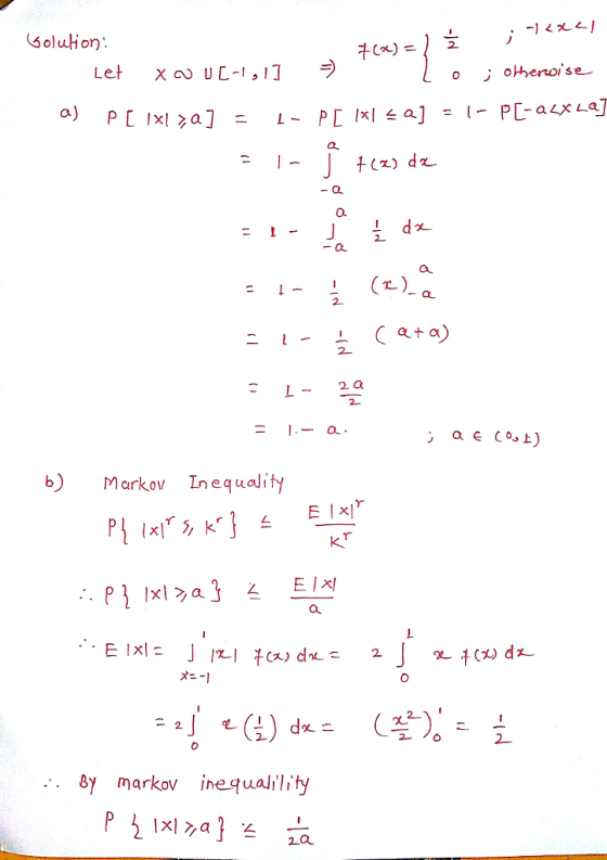 2 아hero,se , a) at c b) Markov Inequality xla . By markov inequalility 2a