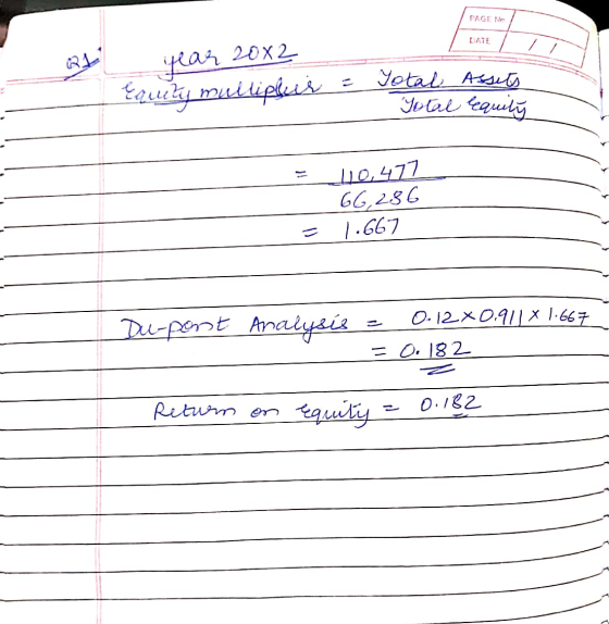 PAGE NC DATE 1 year 2002 Equity mullipler Eauity mullipher = Total Assets Total Equity = - = 110,477 66,286 1.667 | Du-pent A