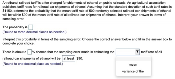 An ethanol railroad tariff is a fee charged for shipments of ethanol on public railroads. An agricultural association publish