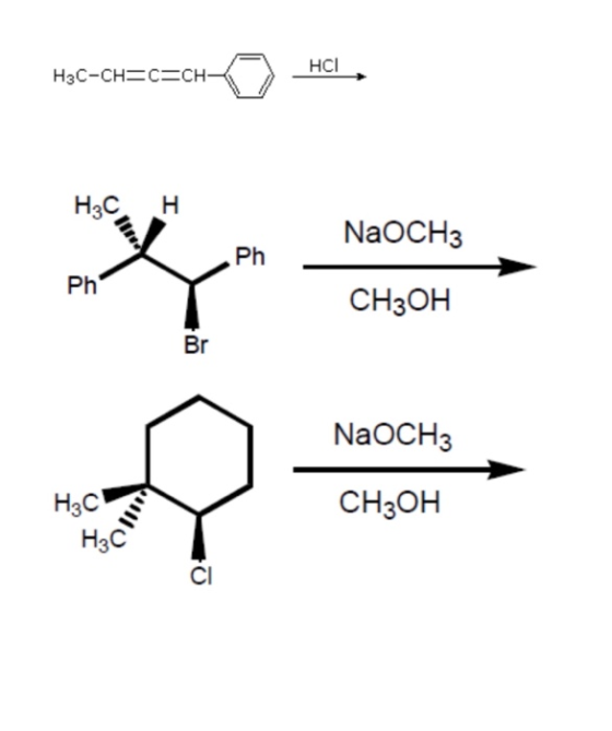 H3C-CH=C=CH Hạc-CH=C=CH- HCl , Н3Сн 2 NaOCH3 Ph Ph CH3OH NaOCH3 H3CS CH3OH H₃CM
