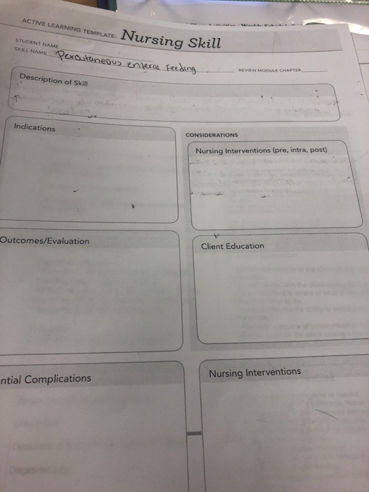 ACTIVE LEARNING TEMPLATE: Nursing Skill STUDENT NAME SKILL NAME Percutaneous enteral Feeding REVIEW MODULE CHAPTER Descriptio