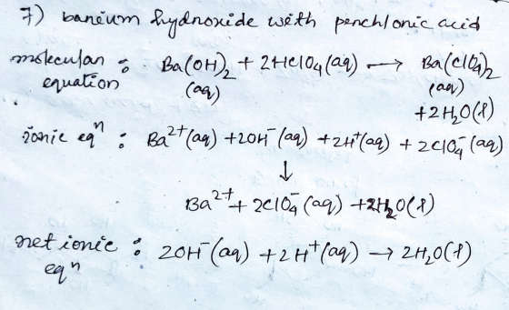 7) baneum dydnoxide with penchlonic acid molecular & Ba(OH)2 + 2HC104(29) — Balcles equation (aq) +24,068) žanie ea Bazt(aq)