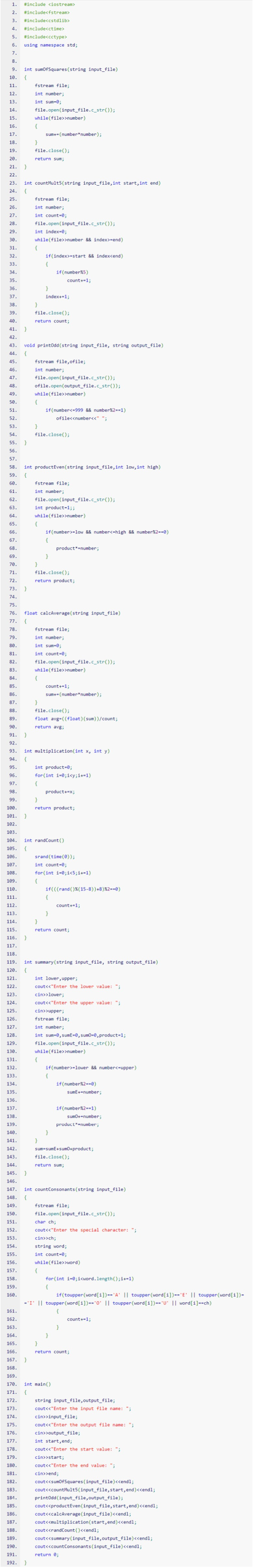 1. 2. 3. #include <iostream> #include<fstream> #include<cstdlib> #include<ctime> #include<cctype> using namespace std; 4. 5.