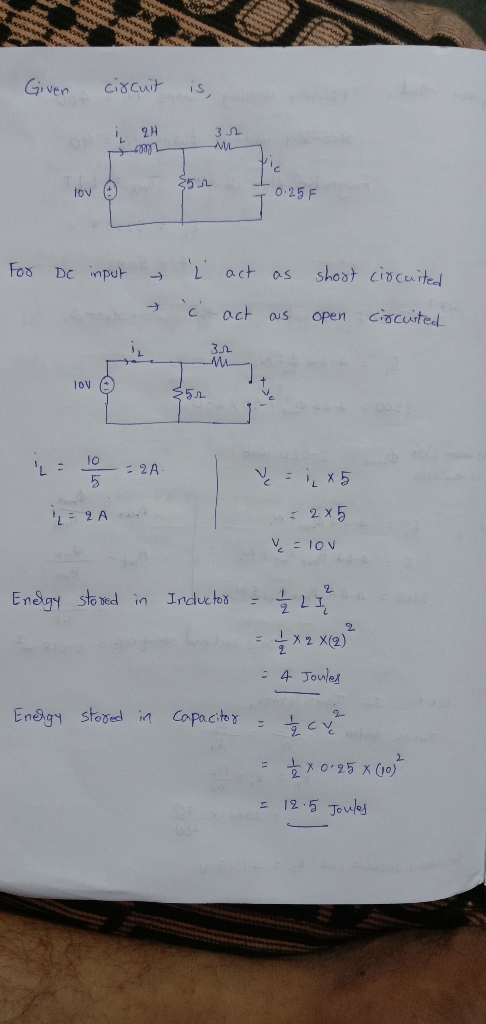 ww. www. GIven ciscuit is 3 n 2H 0-25 F 1ov short ciocurteed act For Dc input 0S Cocusted act open 32 1OV IC = 2A : 2 x5 2 A
