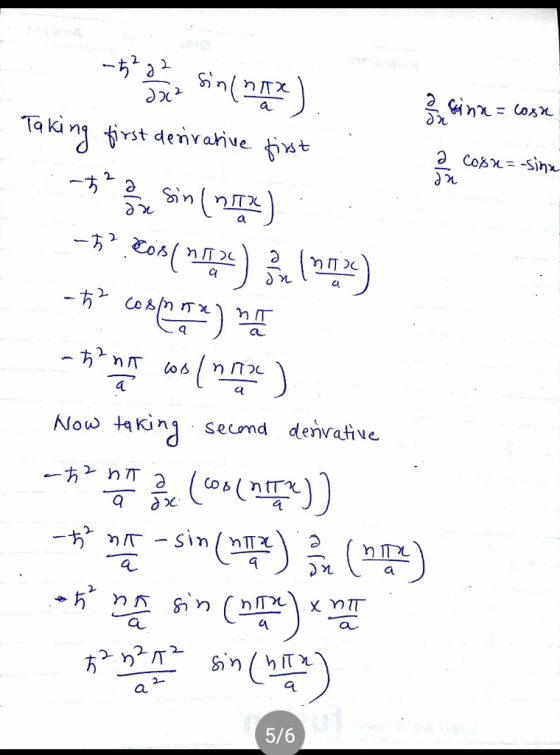 - on sin(mmaz) TY d22 Sinu = coser 7 / Cosu=-sine - Taking first derivative first . ** que sin (172) -B.COM(1724) su (mm2) -ħ