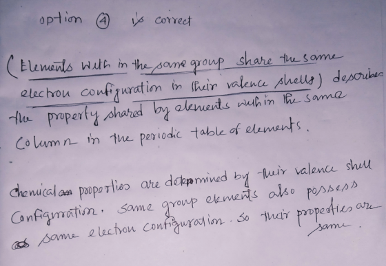 option is correct ( Elements with in the same group share the same electron configuration in their valence shells) describes