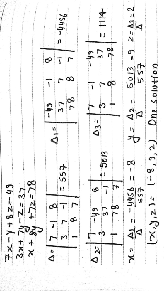 7x-Y48 z=-49. 3x+2y=2=37 7+ +72=78 8y A = 7 7 - 8 3 7 -1 -49 37 Ĉ 557 7 8 3-4456 78 8 7 7 A 27 -49 D3 -49 B 37 - 5013 3 37 7