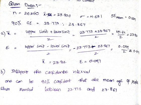 Given Data n 26260 SEem 02 23.820 H68 | Meam 23-773ソ 23.867 upper imt laoo imit 23-773 ャ23-8G7 a) 2 2- 2- towes imi O.091 2こ