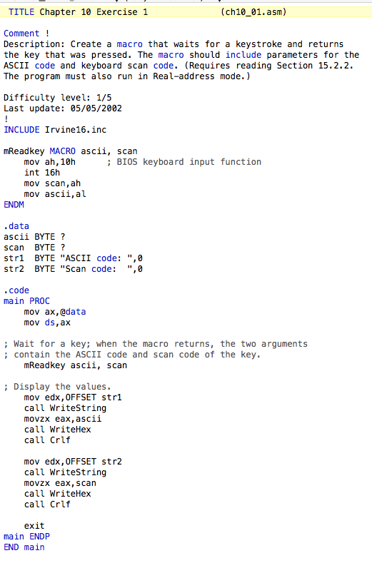 Image for Assembly Programming Question. Read keystroke, reverse case and display, stop on ESC. Assembly Programming Que