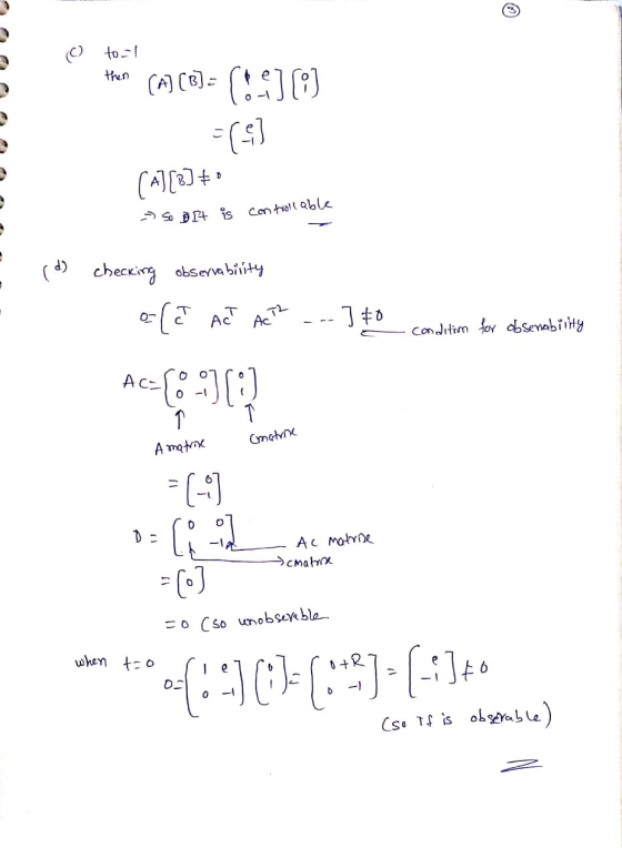 o to=1 on the (A) CET = ($2006) then O-JC =($) (4][B]* - So Bit is controllable (d) checking observability o[a ACT ACT? ...]
