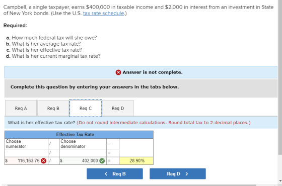 Campbell, a single taxpayer, earns $400,000 in taxable income and $2,000 in interest from an investment in State of New York