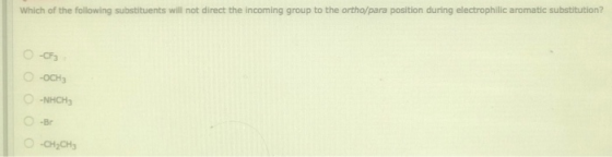 Which of the following substituents will not direct the incoming group to the ortho/para position during electrophilic aromat