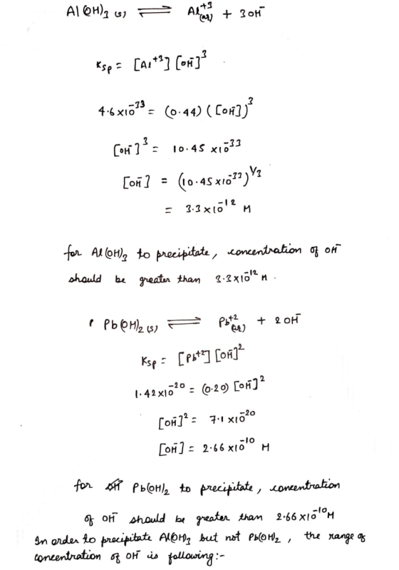 A16H)3 is) Altos y + 3015 Ksp = [A1+?] [ori] 3 4.6x1733 = (0.44) (COM]) Corit? = 10.45 x1o33 (10.45x1027)Y? [on] = = 3.3x10!