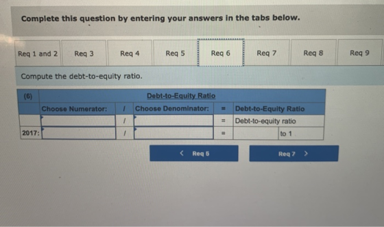 Complete this question by entering your answers in the tabs below. Req 1 and 2 Req 3 Req 4 Reg 5 Req 6 Req 7 Req 8 Req 9 Comp