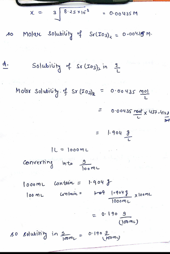 8 s x0 3 O.Oo435 M Solubiut Sr(To 3) Molar O o043 M 0 d. Solubiut o2), in Mobr Solubity SY (I02)2 O Oo 435 mol O 00435 ract 4