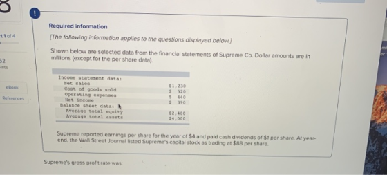 Required information [The following information applies to the questions displayed below. 1 of 4 Shown below are selected dat