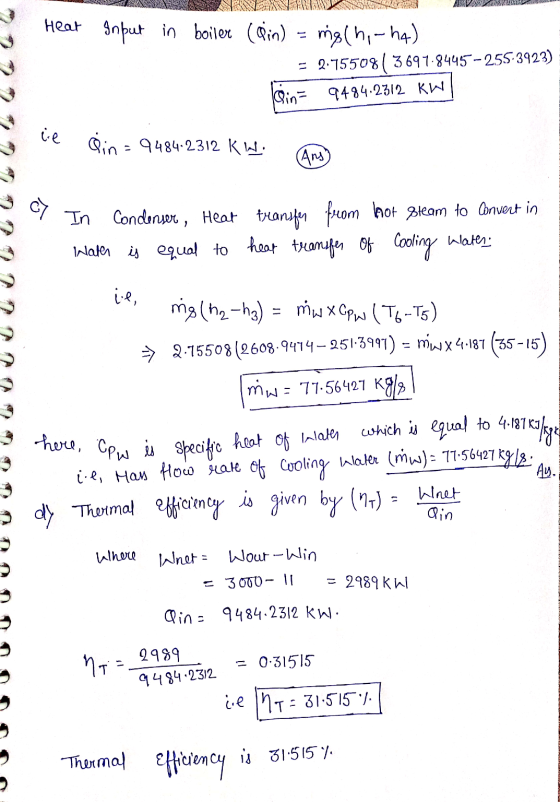 C7 ie Qin - 9484-2312 kl. here, CPW is specific heat of halen Heat Inbet in boiler (Pin) = mgho-ha) = 2.75508( 3697.8445-255-
