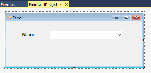 Form1.cs Form1.cs (Design) + X Form1 Dox Name