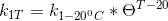 k_{1T} = k_{1-20^{0}C} * \Theta ^{T-20}