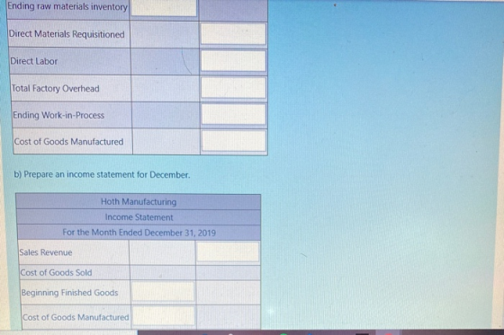 Ending raw materials inventory Direct Materials Requisitioned Direct Labor Total Factory Overhead Ending Work-in-Process Cost