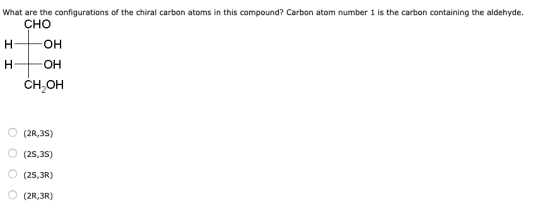 What are the configurations of the chiral carbon atoms in this compound? Carbon atom number 1 is the carbon containing the al