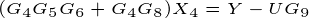 \tiny (G_4G_5 G_6+G_4 G_8)X_4= Y-UG_9
