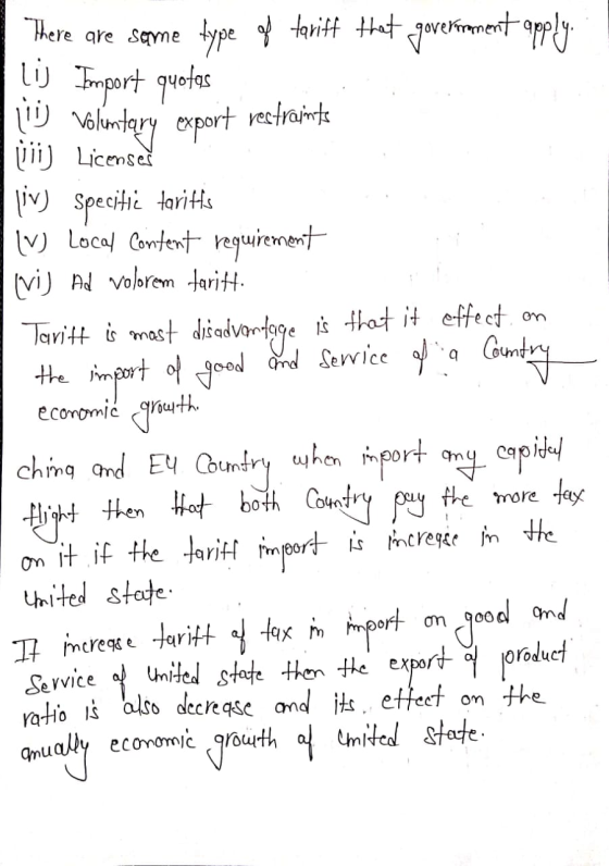 There are some type of tanilt that proverenent apply. lij Import quotas in voluntary export restraints Lii) Licenses . liv Sp