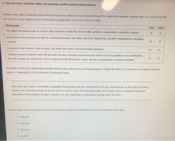 4. Interest rates and their effect on corporate profits and investment prices Interest rates affect corporate profits and sec