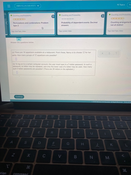 15 Topics F HW 4-10 2,50 310.4.10.5 Counting and Probability Counting and Probability • Counting and Probability Permutations