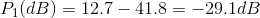 PidB) = 12.7 – 41.8 = -29.1dB