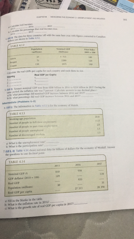 we were como THAIGAL NOTEBOOKS AL GRAMING TRUM CHAPTER 4 MEASURING THE ECONOMY : UNEMPLOYMENT AND INSLATION 161 Calculate rea