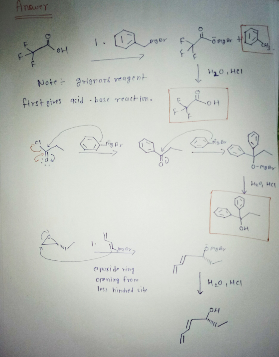 ey o ma By ผู oHl Not 8rigmard reagent first ives acid base react iom rn。 o H 0 pig By 7 epoxide yin opening fro less hindsed