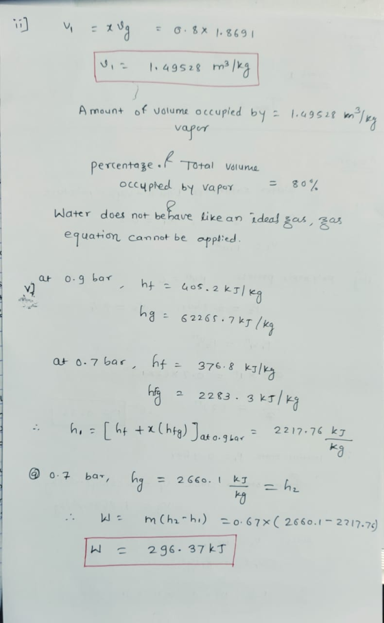 0] U xug = 0.8% 1.8691 via 1.49528 m3/kg Amount of volume occupied 1.49528 vapor percentaze of Total volume occupied by vapor